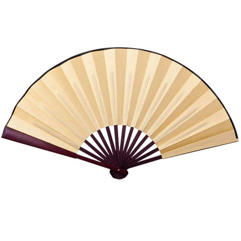 8/10" Silk White Chinese Folding Fan Hand Wave Fan Wooden Bamboo DIY Craft Fan For Wedding Party Poc