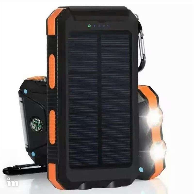 Electric Charging Solar Power Bank Case 2 LED Dual Ports Waterproof Power Bank For S (Color1 Orange)