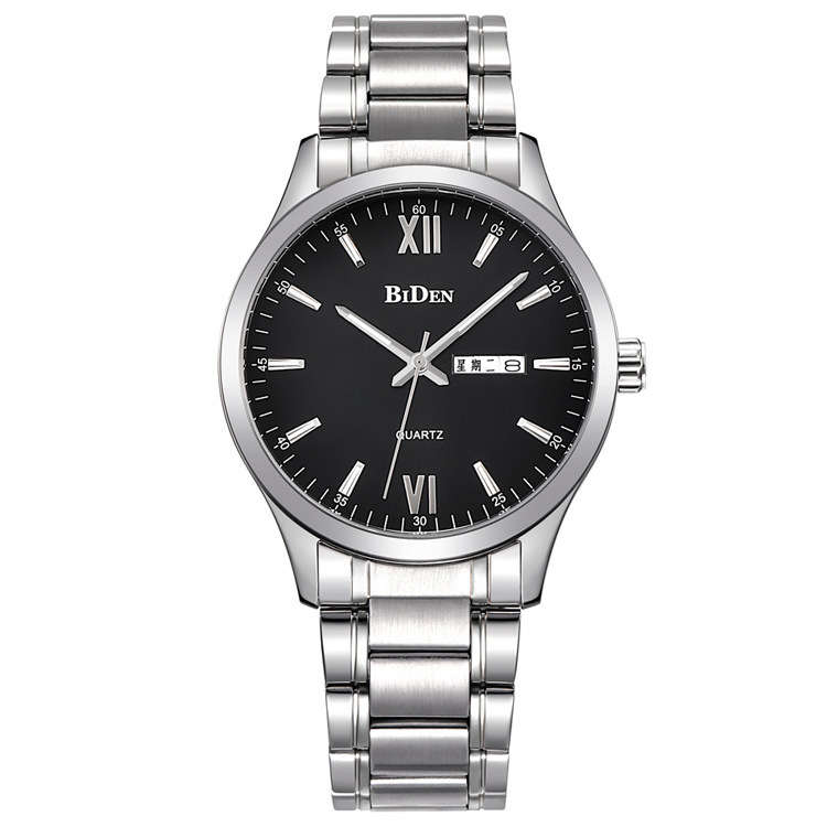BIDEN 0032 Full Steel Waterproof Men Watch Casual Style Calendar Quartz Watches (Color Silver)