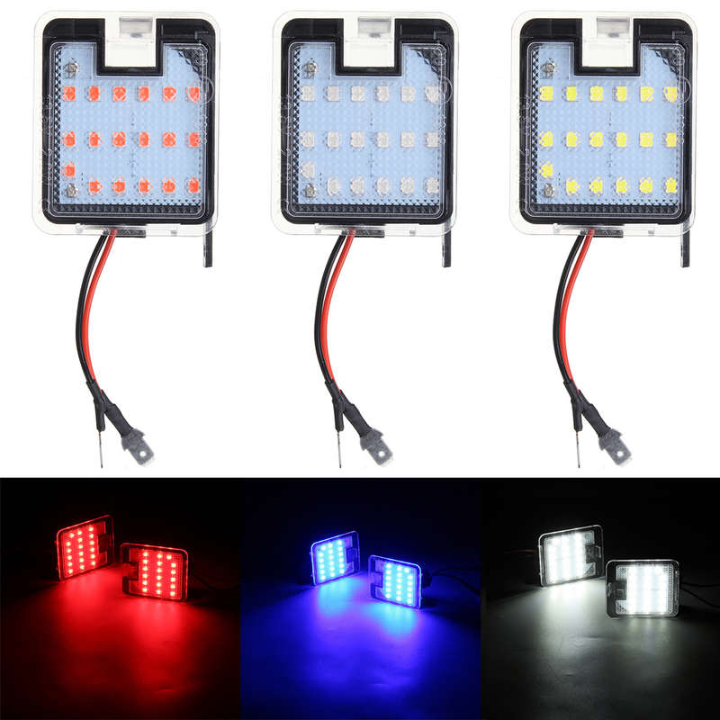 Pair LED Puddle Light Rearview Mirror Under Lamp White/Red/Blue For Ford Focus Mondeo K (Color1 Red)