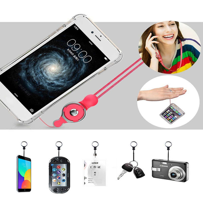 Bakeey 2 in 1 Detachable Universal Phone Ring Holder & Neck Strap Phone Lanyard Work P (Color Black)