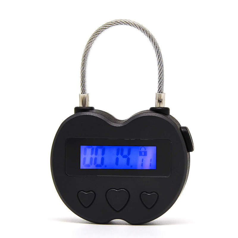 USB Rechargeable Time out Padlock Max Timing Lock Digital Timer Alarming Padlock w/ L (Color1 Black)