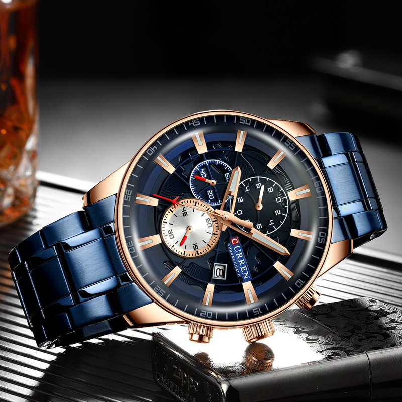 CURREN 8362 Full Steel Business Style Men Wrist Watch Luminous Display Quartz Watch