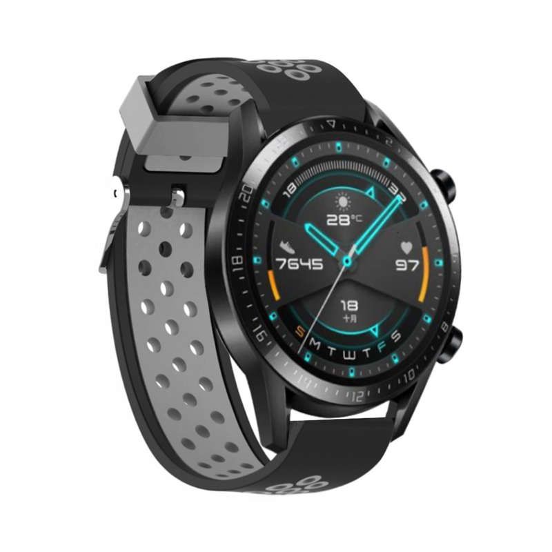 Bakeey 22MM Colorful Silicone Watch Band For Huawei Watch GT 2 46MM Version (Color Black+Green)