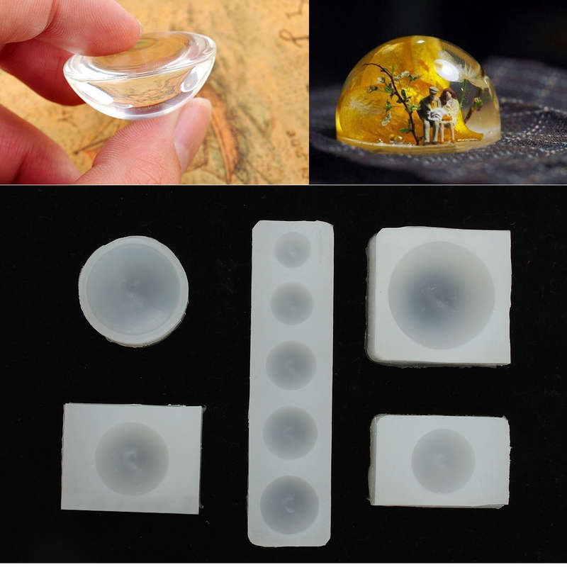 5pcs/Set Half Round Silicon Mould For Epoxy Resin Jewelry Decorative Craft