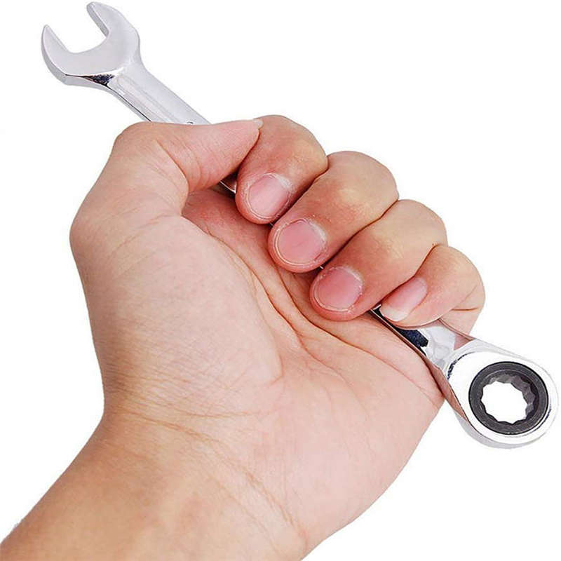 12Pcs Flex Head Ratcheting Wrench Set 8-19mm Metric Combination Spanner