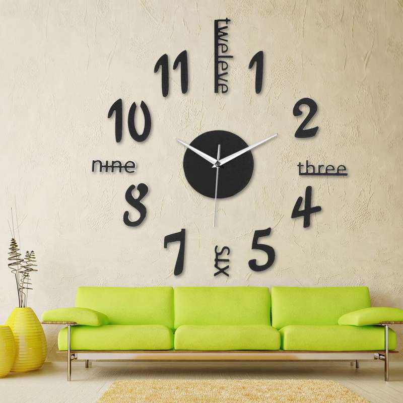 Removable 3D Number DIY Mirror Surface Wall Clock Sticker Modern Home Ar