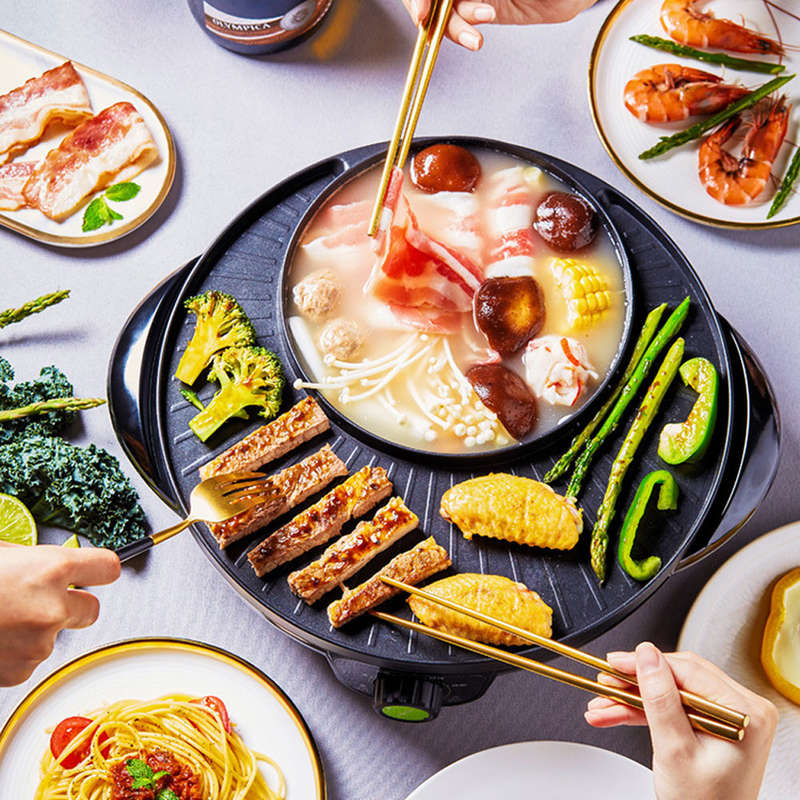 LIVEN 1300W Electric Grill with Hot Pot from Xiaomi Youpin Non-stick 3 Gear Adjustment