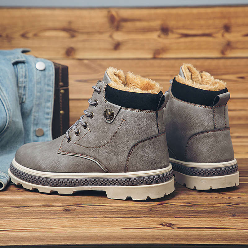 Men Warm Plush Lining Casual Round Toe Soft Sole Business Ankle Boots