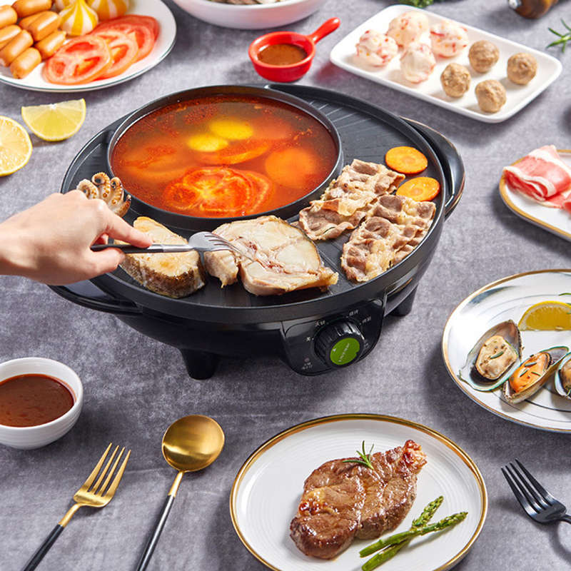 LIVEN 1300W Electric Grill with Hot Pot from Xiaomi Youpin Non-stick 3 Gear Adjustment