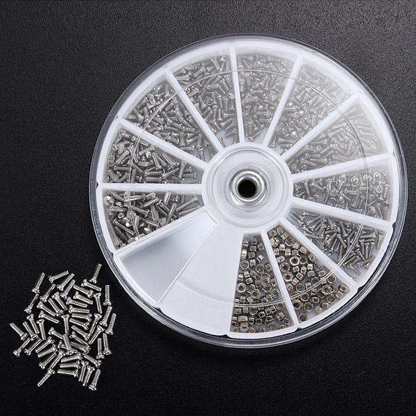2 Set 12 Kinds of 1200Pcs Small Stainless Steel Screw Electronics Assortment Kit