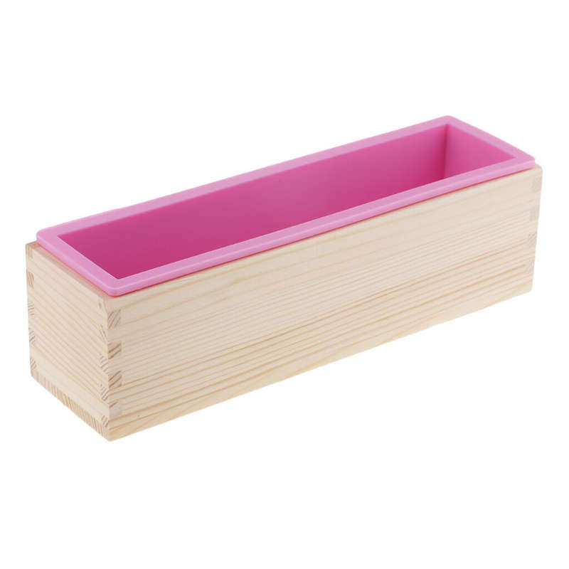 New Wood Loaf Soap Mould with Silicone Mold Cake Making Wooden Box Soap (Type5 pink (silicone mold))