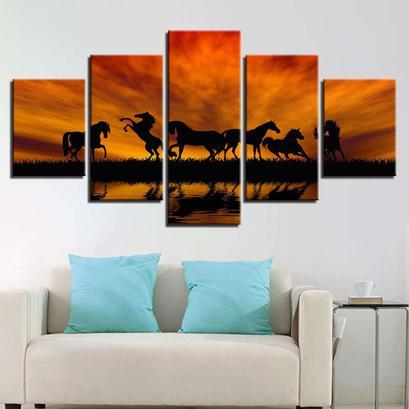 5PCS Large Huge Modern Wall Art Oil Painting Picture Print Unframed Home Decor Wall Sticker