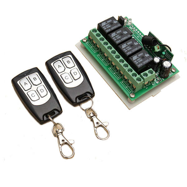 4CH 200M Wireless Remote Control Relay Switch Receiver + 2 Transceiver 4 Channel 12V DC for Smart Ho