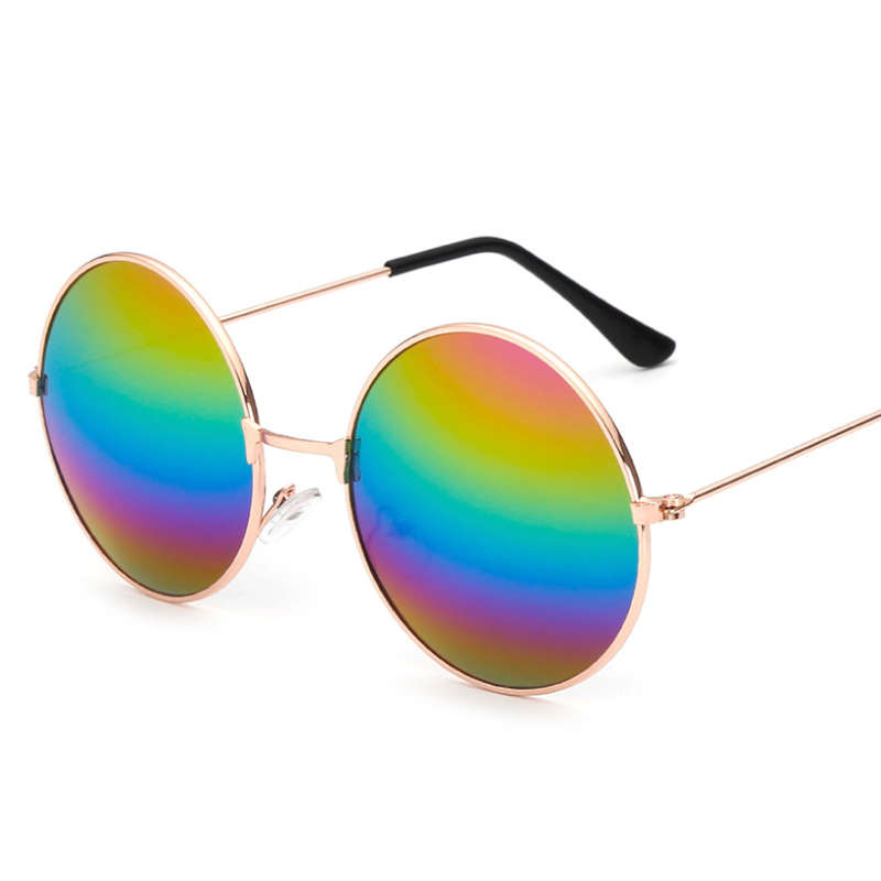 Retro Round Aviator Pilot Glasses Sunglasses Reflective Color Film