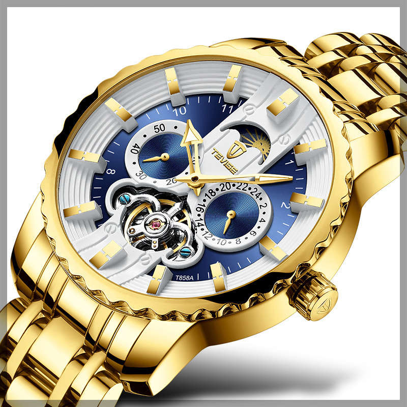 TEVISE T856A Calendar Automatic Mechanical Watch Luminous Display Full Steel Men Watch