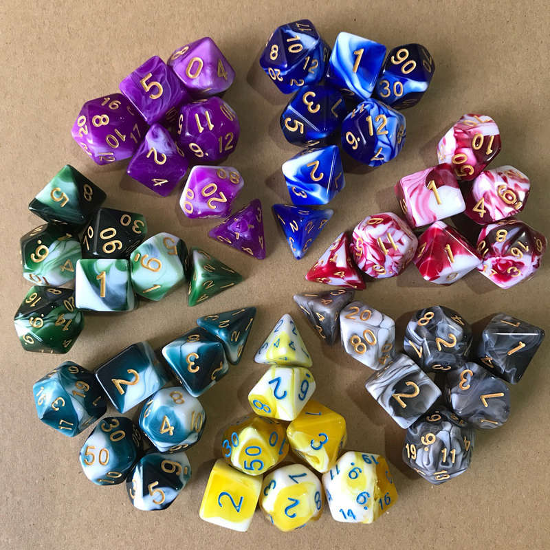 7pcs Polyhedral Dices TRPG Game Dungeons And Dragons Dices with Storage Bag (Color Green)