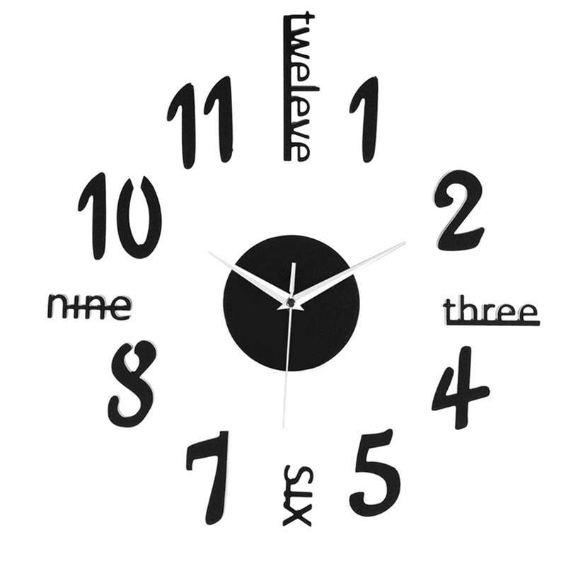 Removable 3D Number DIY Mirror Surface Wall Clock Sticker Modern Home Ar