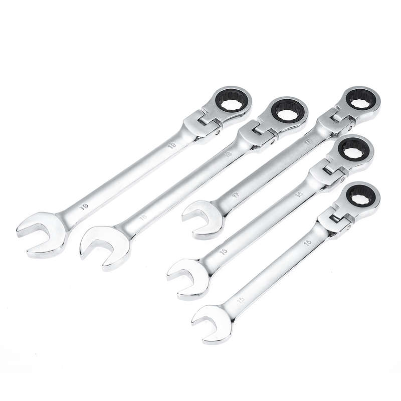 12Pcs Flex Head Ratcheting Wrench Set 8-19mm Metric Combination Spanner