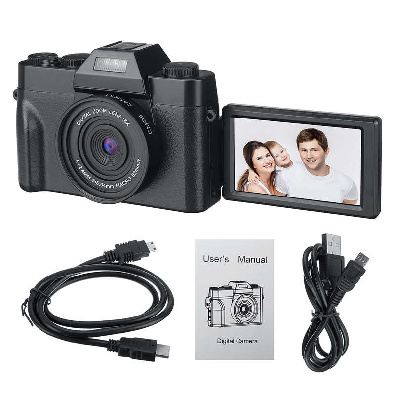 KOMERY 4K Vlog Camcorder 30MP 16X Digital Night Vision Camera Support Microphone for Tik T (Model C)
