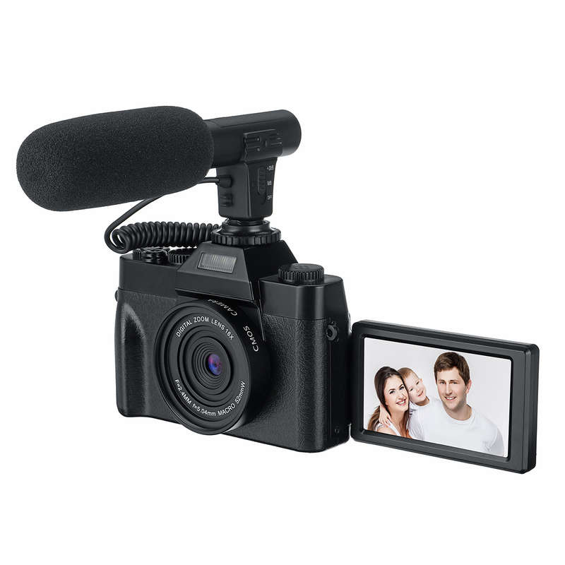 KOMERY 4K Vlog Camcorder 30MP 16X Digital Night Vision Camera Support Microphone for Tik T (Model C)