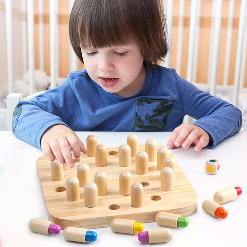 Kid Educational Wooden Memory Match Stick Chess Game Toys