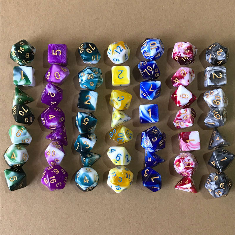 7pcs Polyhedral Dices TRPG Game Dungeons And Dragons Dices with Storage Bag (Color Green)