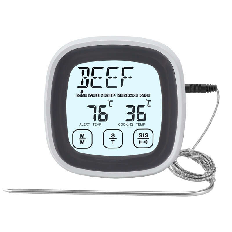 AGSIVO TS-BN53 Touch Screen Digital Meat Food Thermometer Instant Read Food Thermometer Timer Alarm