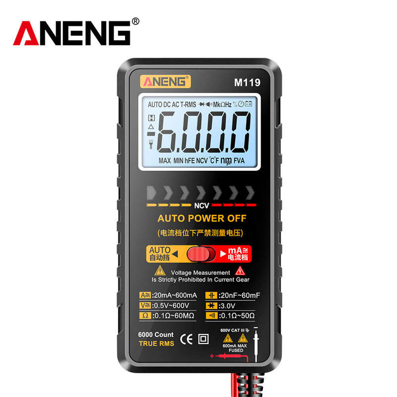 ANENG M119 Portable 6000 Counts Digital Multimeter Avometer Transistor Capacitor Tester