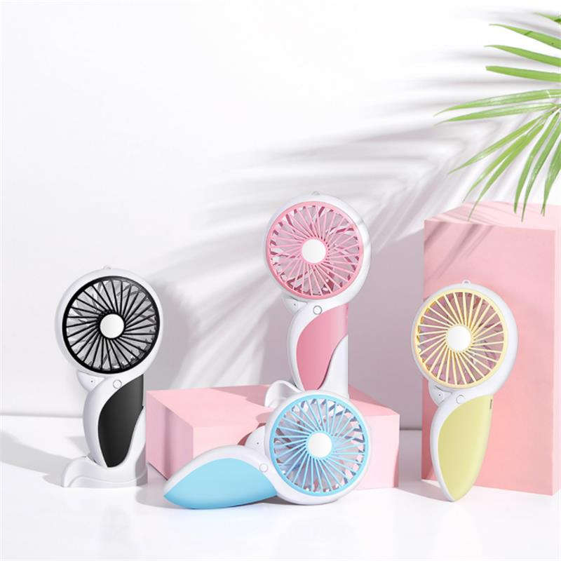 Well Star WT-N10 Handheld Mini USB Woodpecker Fan with Base LED Light Lamp Fan Rechargeable Air Cool