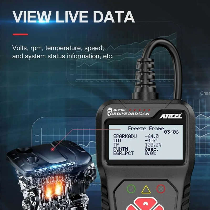 ANCEL AS100 OBD2 Scanner Car Code Reader Diagnostic Scan Tool Check Engine Fault Read Codes Clears C