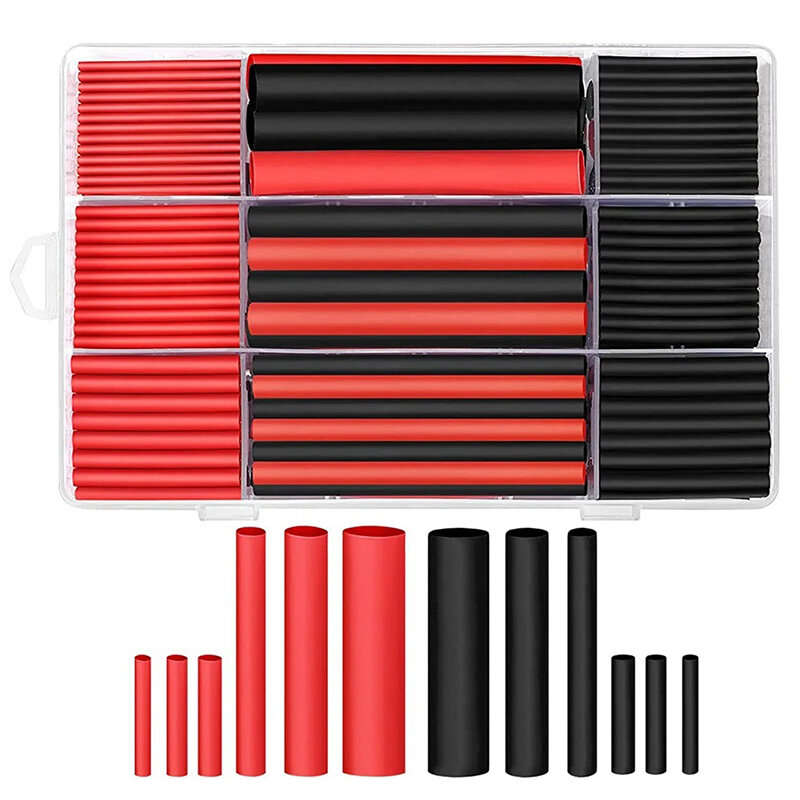 270Pcs 3:1 Shrink Ratio Dual Wall Adhesive Lined Heat Shrink Tubing Tube 3/8" 1/4" 3/16" 1/8" 3/32"