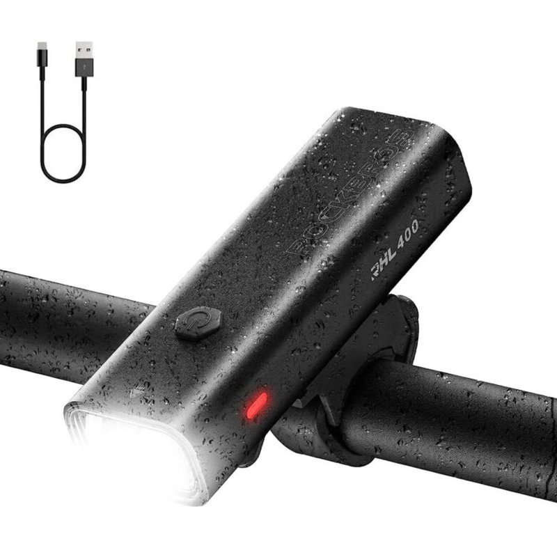 ROCKBROS 400Lm Bike Headlight 2000mAh Battery USB Rechargeable IPX6 Waterproof 4 Light Modes Aluminu