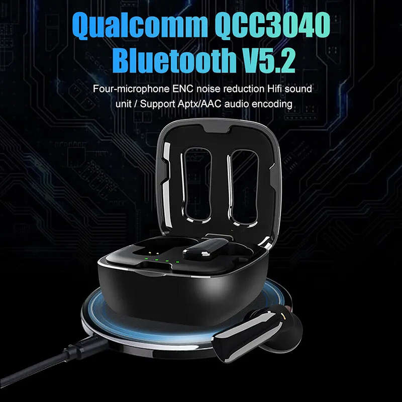 [QCC3040 Chip] TWS Earphone bluetooth V5.2 Low Latency 13mm Dynamic Driver 9D HiFi Stereo 400mAh Bat