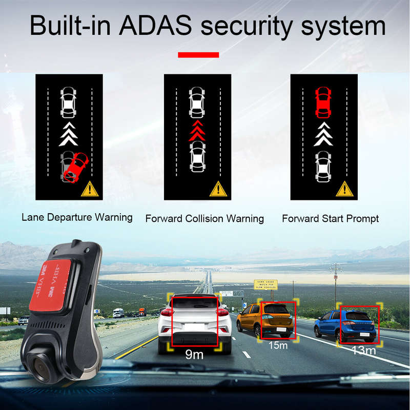 Car Camera Dashcam 720P HD 140 Large Wide Angle Car Driving Recorder F2.0 Large Aperture Night Visio