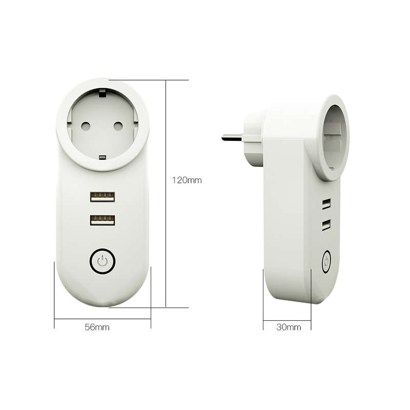 EU Smart Wifi Socket Zigbe 3.0 2 USB Port 100-240V Voice Control Work With SmartThings Wink Alexa Go