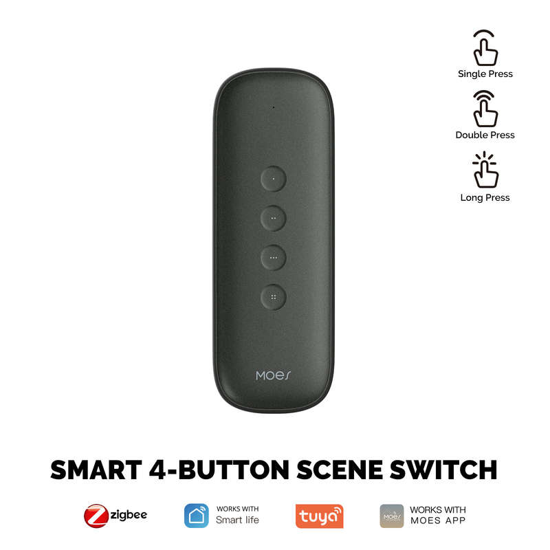 MoesHouse Tuya Zigbee3.0 Smart 4-Button Scene Switch Timing Function Wireless Smart Switch Button Co