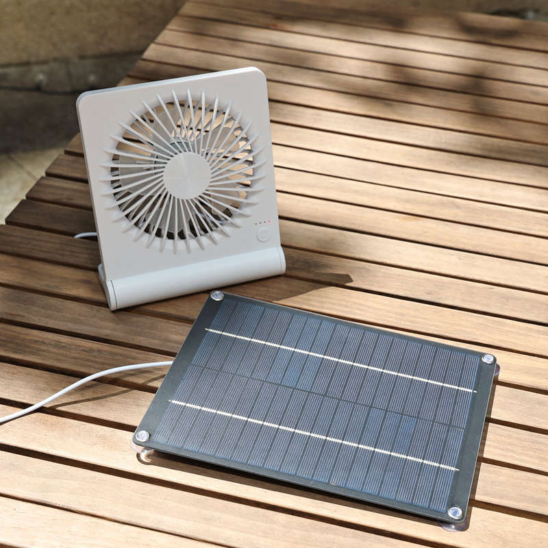 3 Speeds 5V 6W Portable Rechargeable Fan Battery Operated Fan Solar Panel Powered For Household Camp