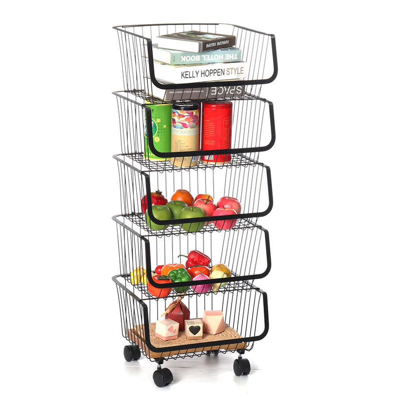 2/3/4/5 Tiers Kitchen Storage Racks Bookshelf Bathroom Shelf Space Saving Holder Organizer with Whee
