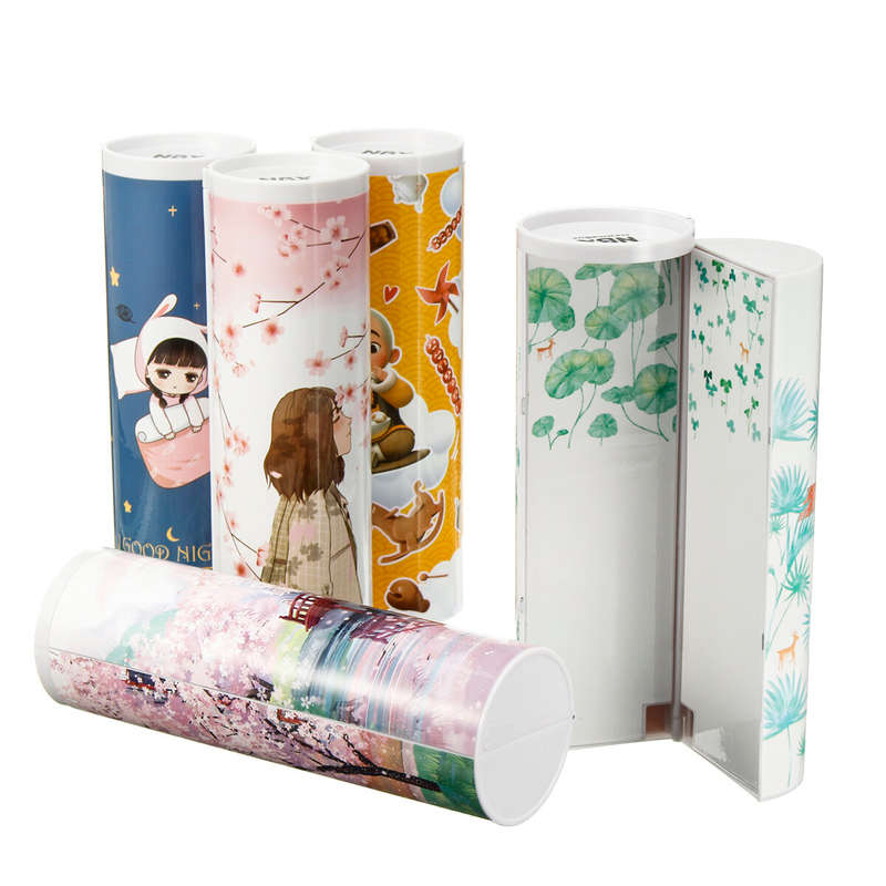 Cartoon Pencil Box Large Capacity Pencil Case Cylindrical Pencil Box Multifunction Stationery Box Sc