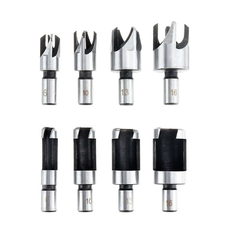 Drillpro 23pcs Woodworking Chamfering Countersunk Drill Bit Set 5 Flute Chamfering Drill Wood Plug C