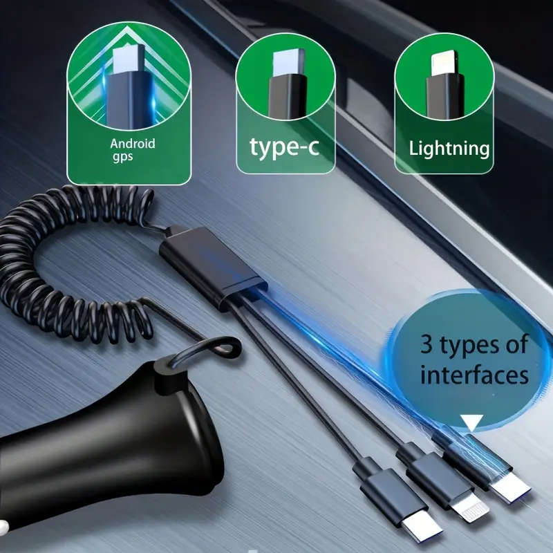 5 In 1 160W Car Fast Charger QC3.0 Fast Charging Voltage Display USB Type C Fast Phone Charger For i