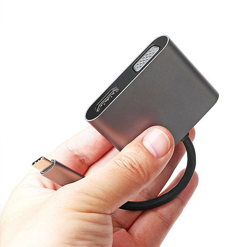 4 in 1 Type-C Docking Station 100W PD 4K/30Hz HDMI 1080P VGA USB3.0 Hub USB-C Splitter Adaptor for P