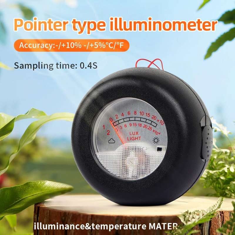 2-in-1 Light Meter Thermometer with High Precision Sensor 0.1~250,000Lux Dual Display Compact Design