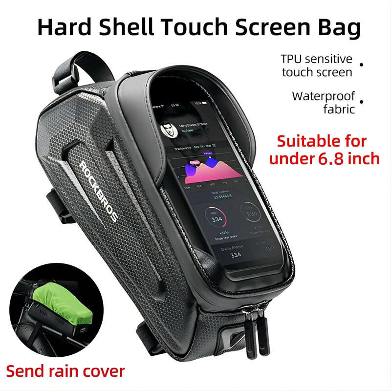 ROCKBROS Bicycle Bag 1.7L Frame Front Tube Cycling Bike Phone Mount Bag Waterproof Phone Case Holder