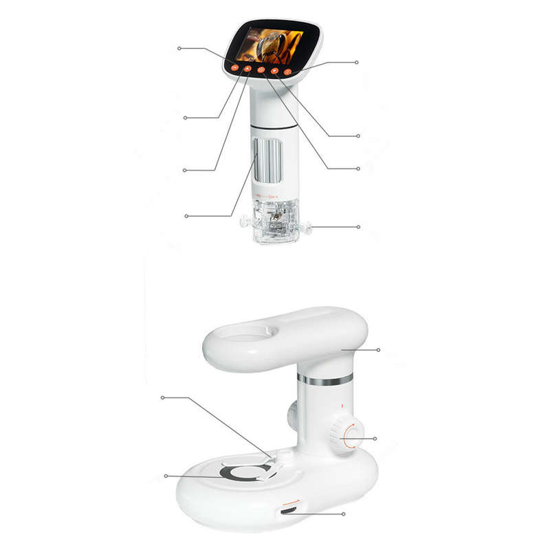 50X-1000X Magnification HD Digital Microscope with 2.0-inch Screen Adjustable LED Lights 5G+IR Lens