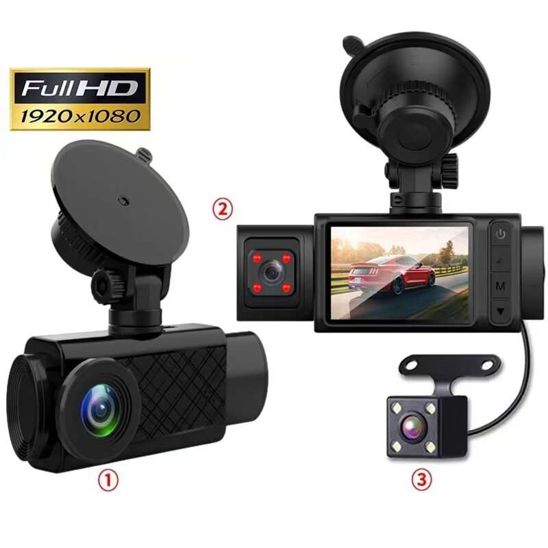 1080P Front & Rear 170 Car Driving Recorder Auto Dash Cam WIFI Three -lens 2 Inch Video Recording DV