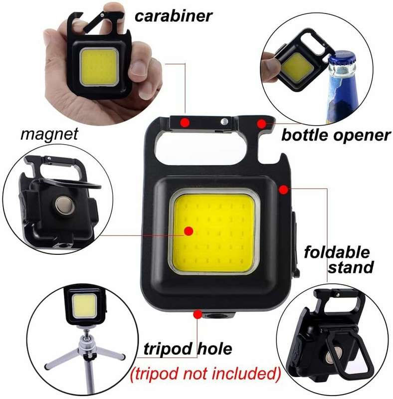 Mini Multi-functional Rechargeable Emergency Light Keychain LED Flashlight Portable Work Light Bottl
