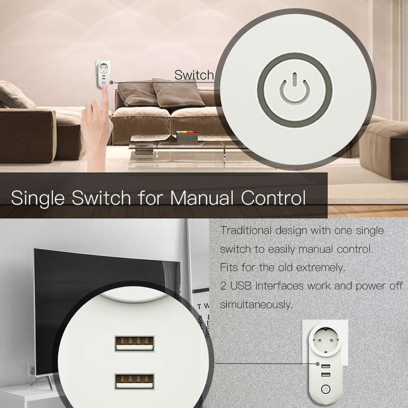 EU Smart Wifi Socket Zigbe 3.0 2 USB Port 100-240V Voice Control Work With SmartThings Wink Alexa Go