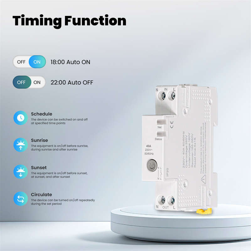 MOES Tuya WiFi Smart Circuit Breaker 40A Alarm Threshold Set Electricity Monitor Voice Control with